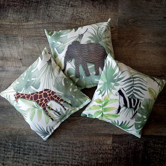 Kussen hoes set jungle dieren kinderkamer