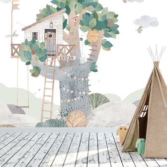 behang boomhut kinderkamer