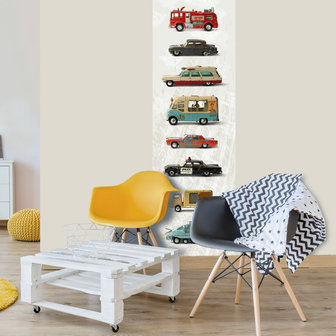 Behang auto&#039;s kinderkamer retro vintage