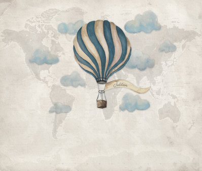 Behang wolken luchtballon kinderbehang