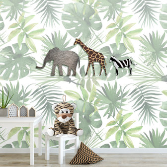 Jungle dieren behang kinderkamer babykamer