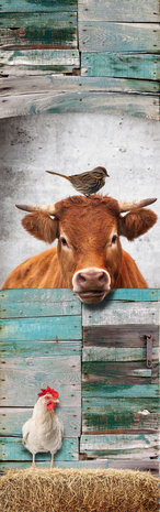 behang kinderkamer boerderijdieren koe kip vogel