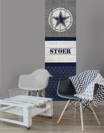 Behang sterren jongenskamer | Stoere ster blauw