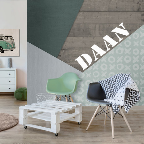 Fotobehang colorblocking groen mint kinderkamer