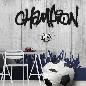 Voetbal behang blauw grijs