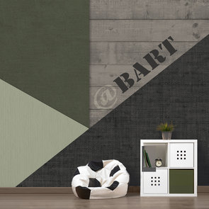 Kinderbehang stoer groen met eigen naam