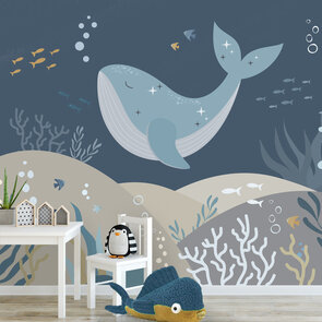 Kinderbehang onderwaterwereld walvis