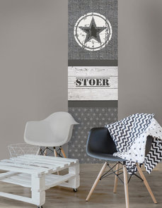 Kinderbehang paneel: Stoere ster grijs