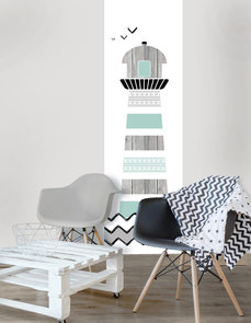 Baby behang paneel: Vuurtoren mint