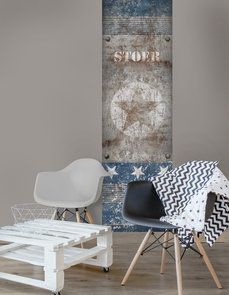 Jongens behang paneel: Stoere ster roest blauw