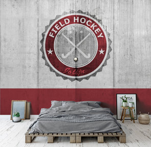 Hockey behang rood met eigen naam