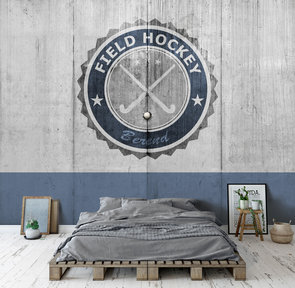 Hockey behang blauw met eigen naam