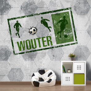 Voetbal behang groen met eigen naam