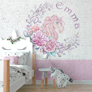 Eenhoorn behang met eigen naam