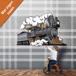 Trein behang met eigen naam