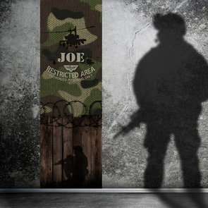 Kinderbehang paneel: Leger camouflage met naam